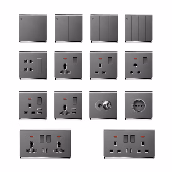 W2 新デザインメッキフレーム壁電気スイッチとソケットスイッチ 250V 13 アンペアスイッチソケット